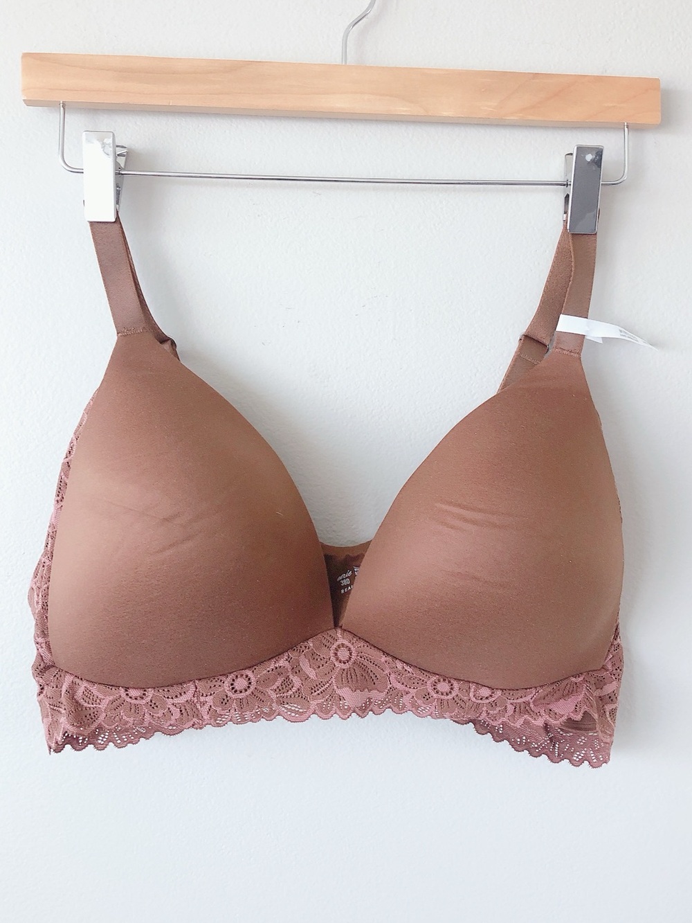 Aerie Wireless Bra Lace-Trim brown women’s bra 38D Sunnie Wireless Lightly Lined